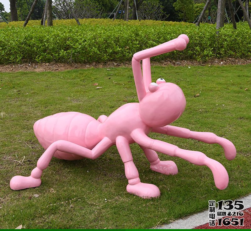 幼兒園創(chuàng)意玻璃鋼卡通粉色螞蟻雕塑 幼兒園創(chuàng)意玻璃鋼卡通粉色螞蟻雕塑