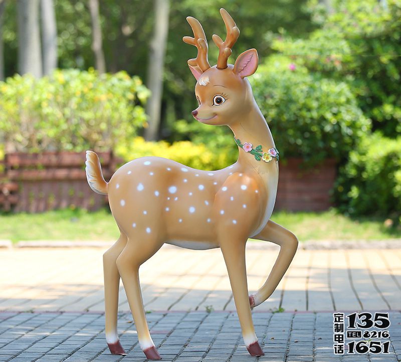 公園戶(hù)外玻璃鋼卡通彩繪梅花鹿雕塑