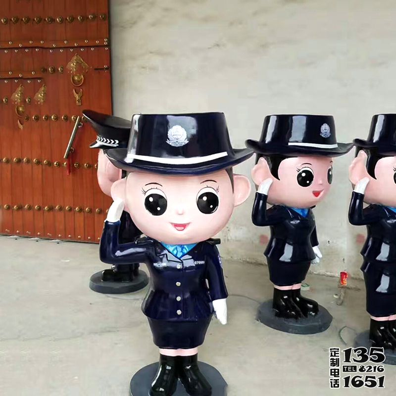 卡通人物警察玻璃鋼女警察雕塑 卡通人物警察玻璃鋼女警察雕塑